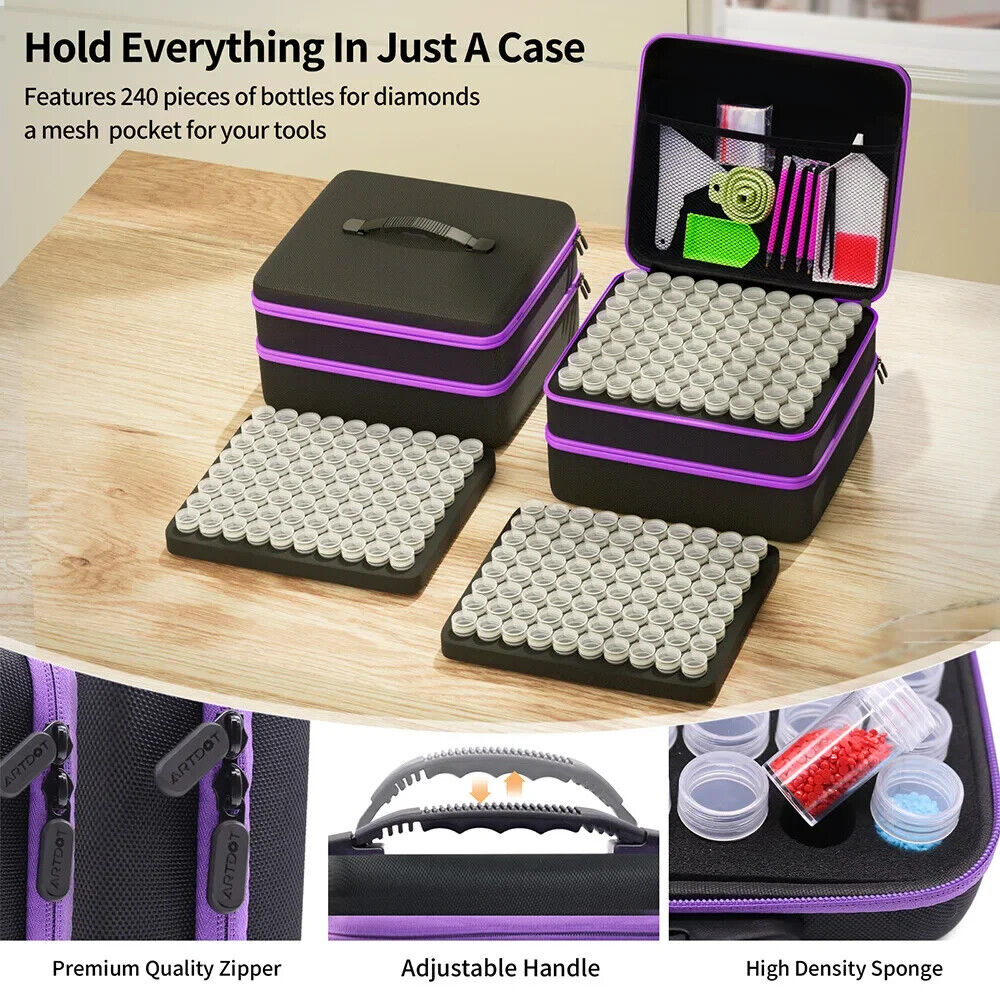 Diamond Painting Storage Boxes, 240 Slots Bead Storage 5D Diamond Art Tools Kits