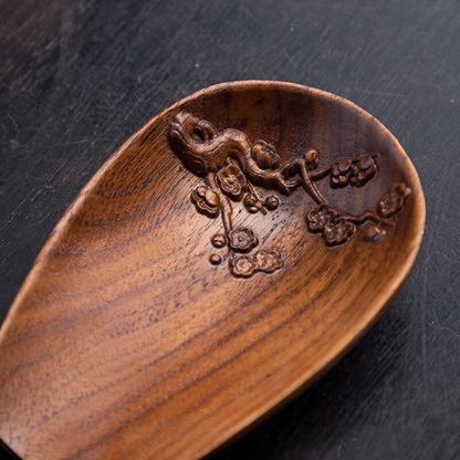Walnut Wood Tea Spoon Handmade Plum Blossom Tea Scoop Tea Accessories
