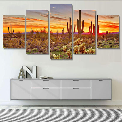 Arizona Large Sonoran Desert 5 Piece Canvas Print Wall Art Poster Home Decor