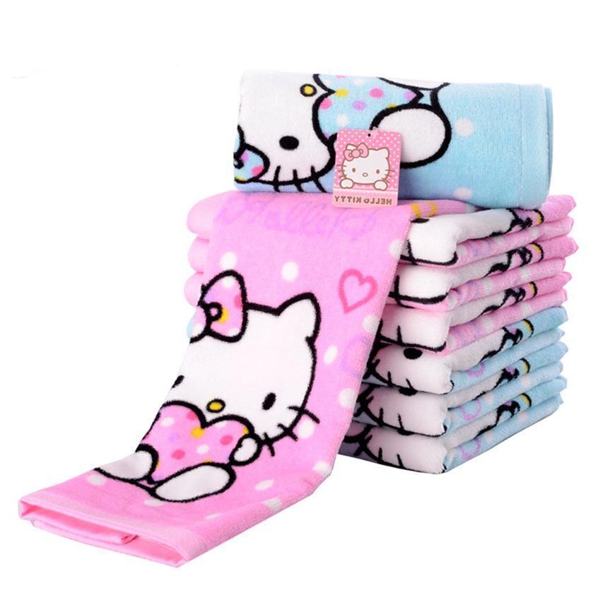 2 Piece Hello Kitty Cartoon Hand Towel Bath Towel Face Wash Cotton