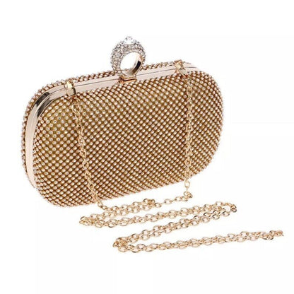 Women Small Evening Clutch Rhinestone Wedding Party Clutch Bag Gold Silver Black