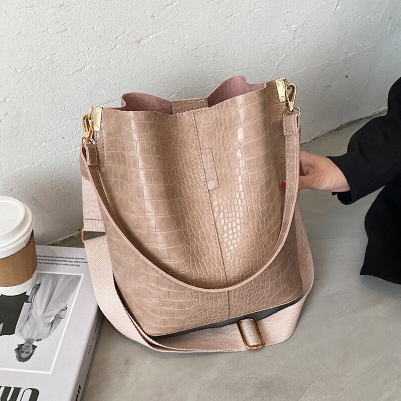 Pattern Crossbody Bags Women PU Leather Shoulder Handbags Bucket Bag