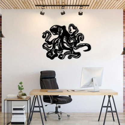 The Octopus Beach Coastal Steel Metal Wall Art,Metal Wall Art Decoration