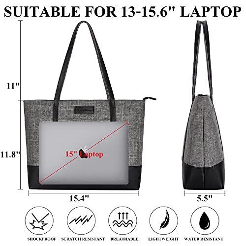 Laptop Tote Bag,Fits 15.6 Inch Laptop,Womens 15.6-inch, A-15.6 Inch-gray