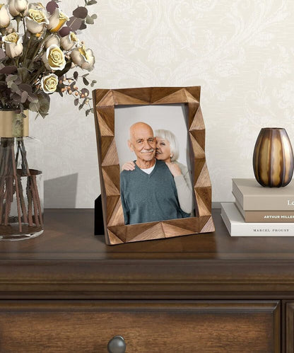 Handmade Wooden Picture Frame Farmhouse Photo Rustic Walnut-Colored Finish 5x7