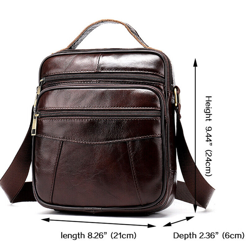 100% Genuine Leather Men's Sling Shoulder Messenger Bags 8" Handbags Crossbody