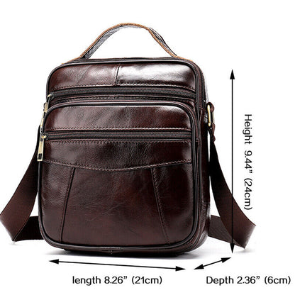 100% Genuine Leather Men's Sling Shoulder Messenger Bags 8" Handbags Crossbody