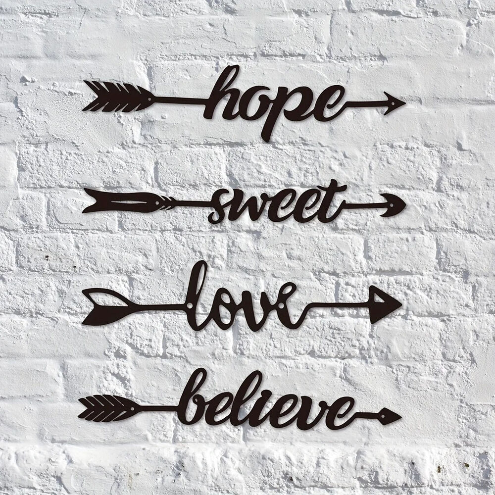 1pc Cutout Sculpture Arrow Sign Rustic Wall Art Decoration Word Sign Decor
