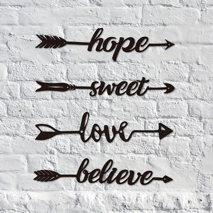 1pc Cutout Sculpture Arrow Sign Rustic Wall Art Decoration Word Sign Decor