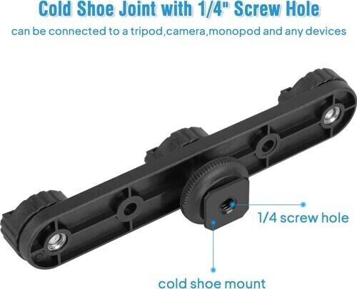 Triple Cold Shoe Mount Extension Bar Hot Shoe Adapter Camera Bracket w 1/4 Screw