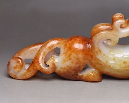 Chinese Antique Hetian Jade Carved Beast Statue Exquisite Figurine Decor Artwork