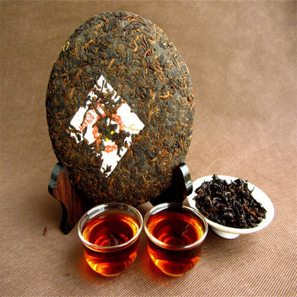 Chinese Pu'er Black Tea Yunnan Qizi Golden Bud Pu-erh Tea Cake Health Care 357g