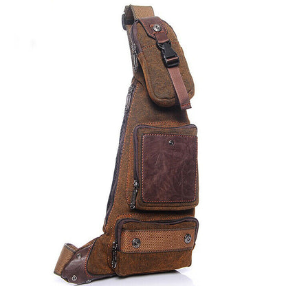 Men's Sling Backpack Canvas Crossbody Chest Bag Casual Daypack Outdoor Sport Bag