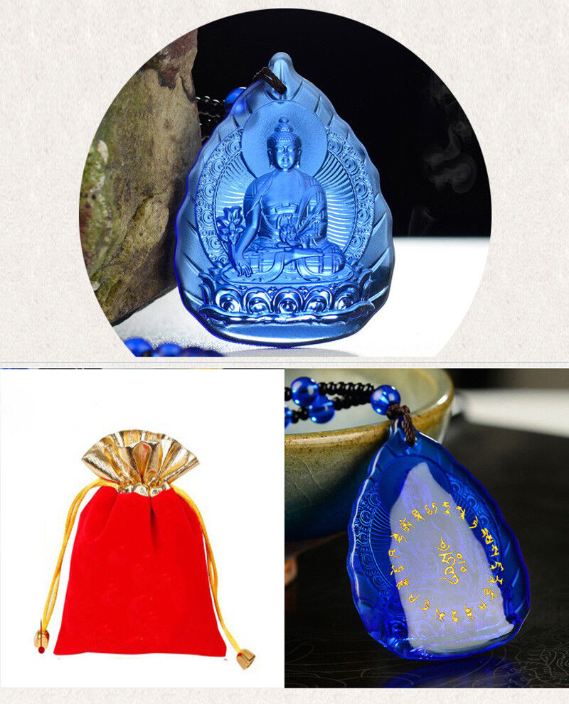 POWER OF HEALING! HIGH QUALITY COLORED GLAZE MEDICINE BUDDHA NECKLACE & GIFTBAG