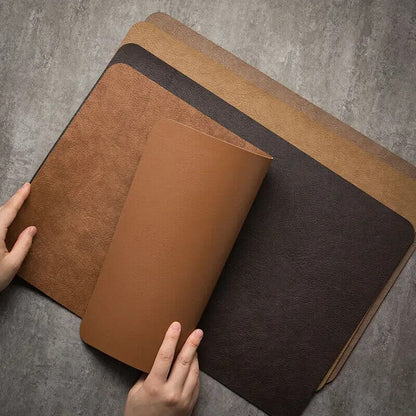 Placemat Leather Brown Light Luxury Solid Coffee Table Mats Waterproof 44.5x30cm