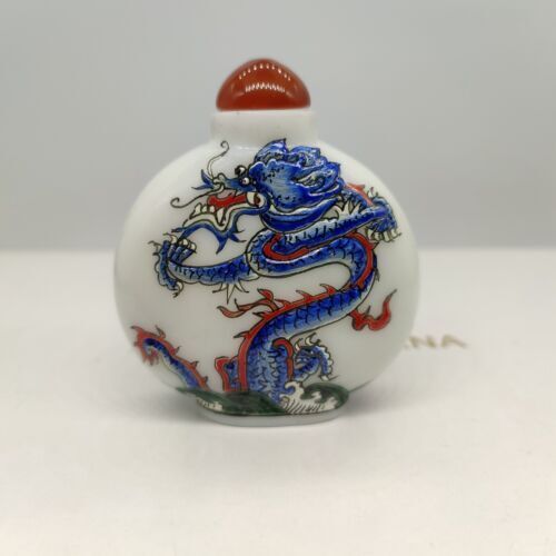 vintage chinese Glass snuff bottles dragon statue Painted snuffbox gifts figures