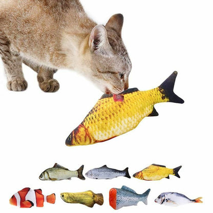 Cat Toy Pet Soft Plush 3D Fish Shape Interactive Gift Catnip Stuffed Pillow Doll