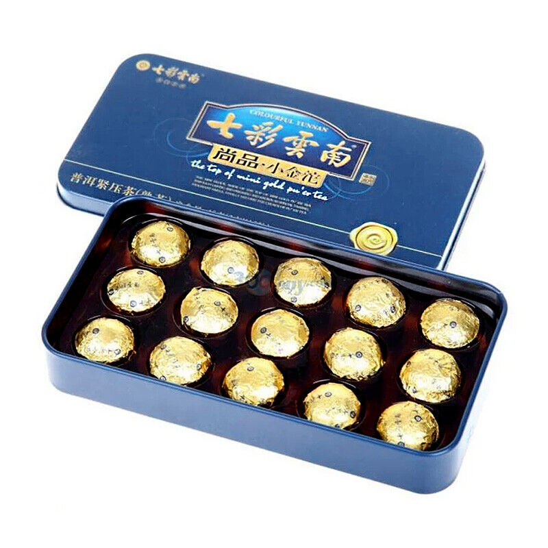 Colourful Yunnan The Top of Mini Gold Pu'er Tea Ripe Puer Tuocha Pu-erh 45g Box