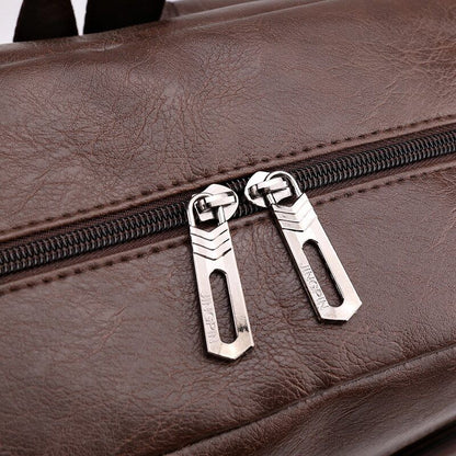Multifunctional Backpack Men PU Leather Laptop Backbag Portable Travel Bag Male