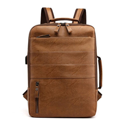 Backpacks Men PU Laptop Bag USB Charging Rucksack Male Bagpack