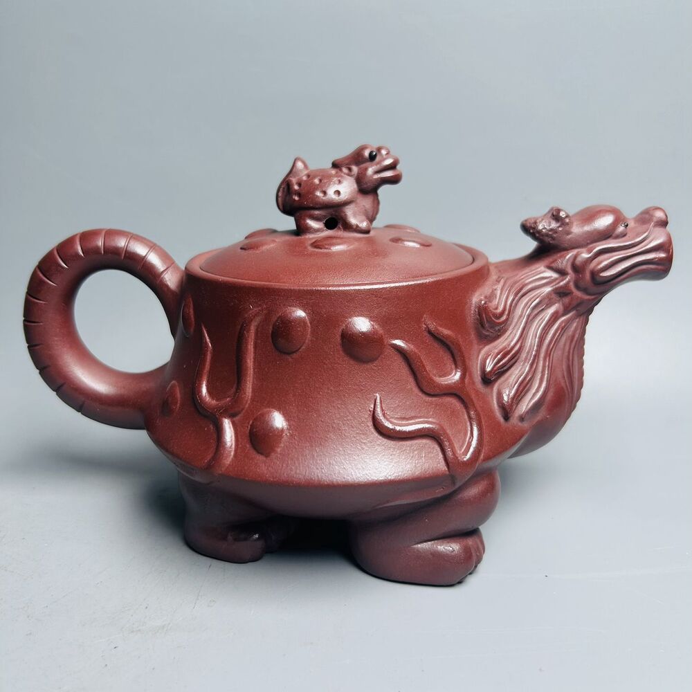 Chinese Yixing Purple Clay Teapot Zisha Ceramic Carving Dragon Turtle Teaware