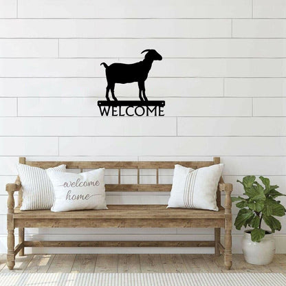 Horned Goat Farm Welcome Sign Metal Ornaments Wall Stickers Shape Artwork