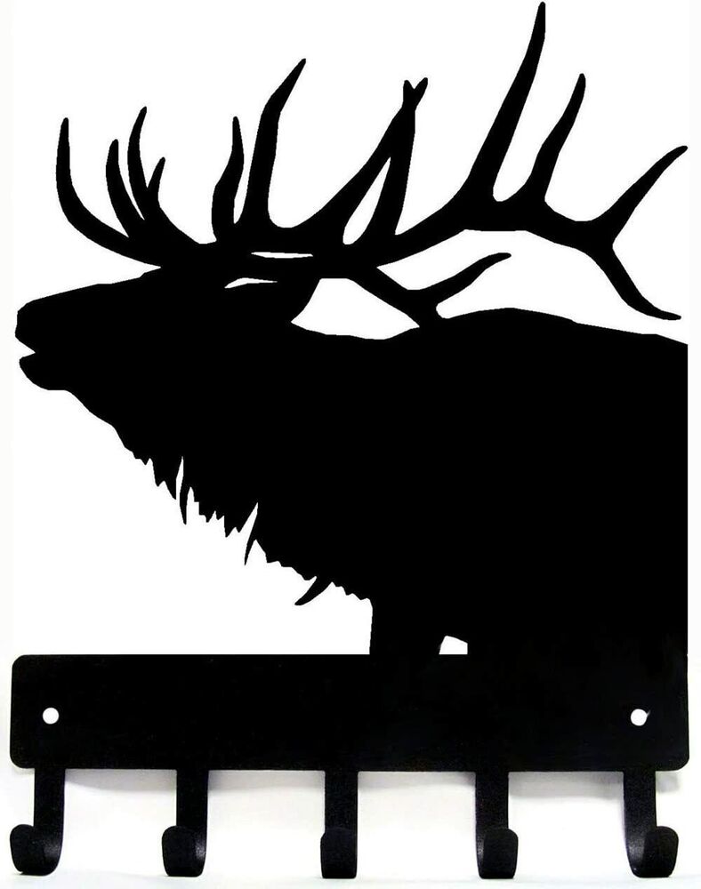Elk Antlers Key Rack Hanger - 6 inch Wide Metal Wall Art