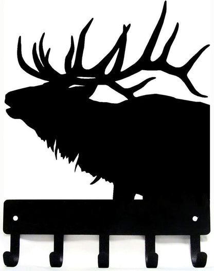 Elk Antlers Key Rack Hanger - 6 inch Wide Metal Wall Art