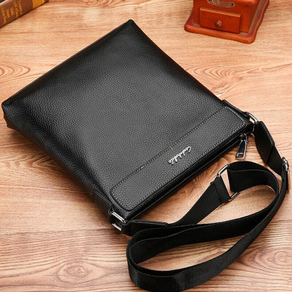 100% Genuine Leather Men's Litchi Sling Shoulder Messenger Bag 10" Business Bag