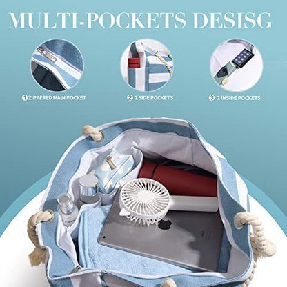 Beach Bag Large Beach Bags for Women Waterproof Beach Tote Bag with Zipper