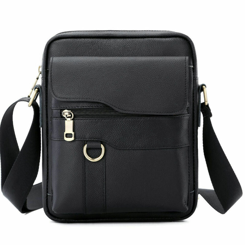 100% Genuine Leather Men's Sling Shoulder Bag Messenger Bag 8" Handbag Crossbody