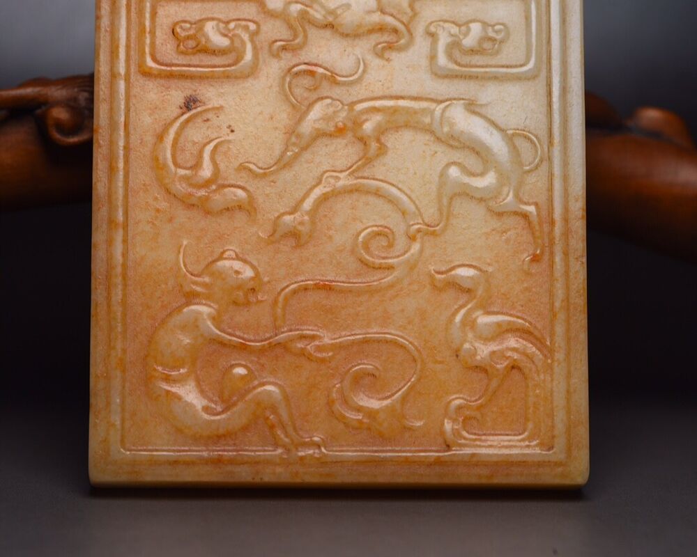 Chinese Old Natural Hetian Jade Carved Exquisite Statue Pendant Jewelry Rare Art