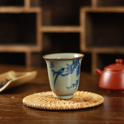 handpainted Jingde town porcelain tea cup crackle glaze fragrance smelling cup