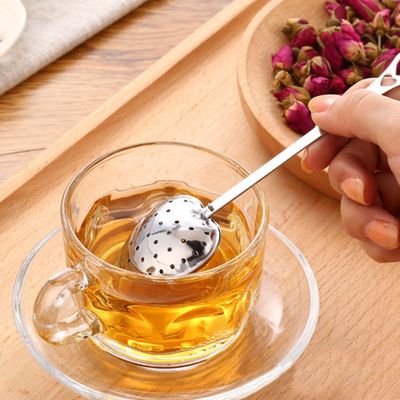Tea Infuser Stainless Steel Heart Shape Spoon Tea Strainer Herbal Filter Handle