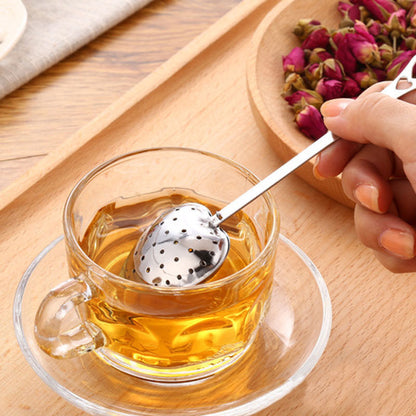 Tea Infuser Stainless Steel Heart Shape Spoon Tea Strainer Herbal Filter Handle