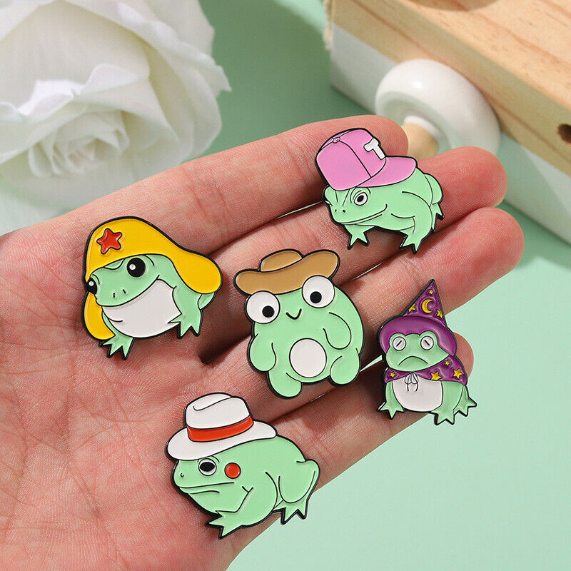 5 Style Cartoon Frog Enamel Pin Custom Hat Brooch Lapel Pin Badge Jewelry Gift