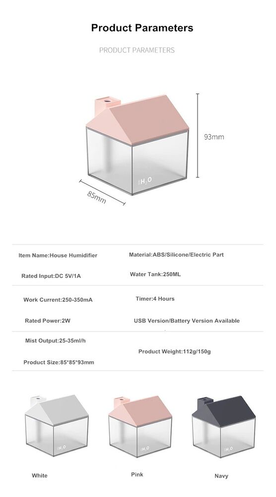 Air Humidifiers 3 In 1 USB House Ultrasonic Mist Maker Aroma Diffusers 250ml ABS