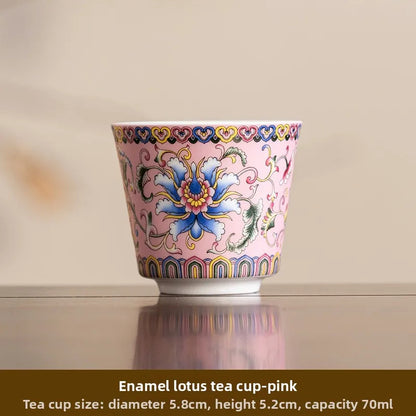 70Ml enamel color teacup ceramic master cup personal cup household tea set -