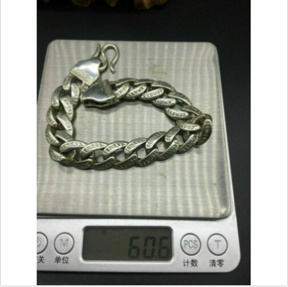 Asian old miao silver hand cast cool statue bracelet jewel gift