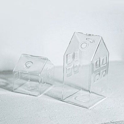 Glass Small House Shaped Vase Mini Hydropnic Terrarium Tabletop Flower Bottle