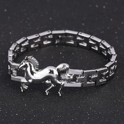 Silver Bracelets Horse Shape Stainless Steel Metal Bracelet Men Charms Bracelet