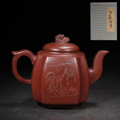 Chinese Yixing Zisha Clay Handmade Exquisite Teapot （抽角四方 底款：顾景舟）