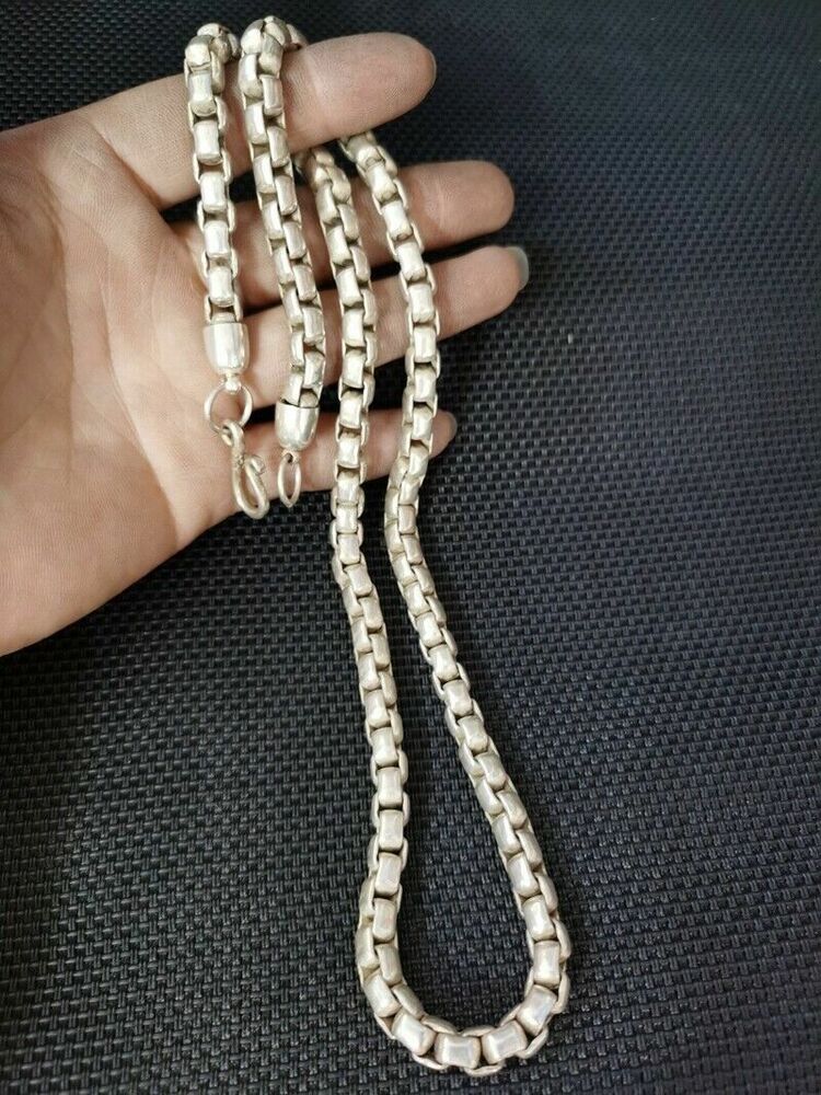 56cm Exquisite Old Chinese tibet silver handmade necklace