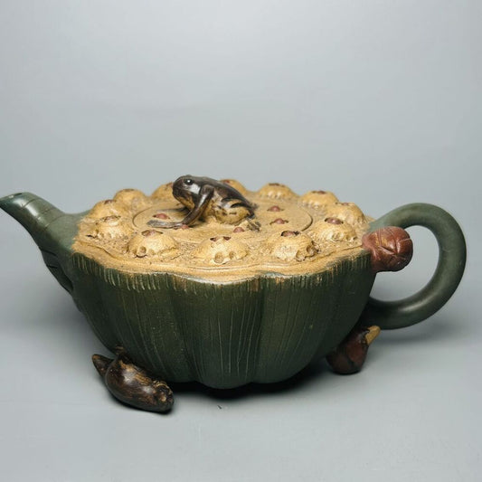 Vintage Chinese Yixing Purple Clay Teapot Zisha Frog Lotus Seed Teaware Collect