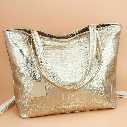 Women's Bag Crocodile Pattern Handbag Lady Shoulder Bag Black Sholder Bag
