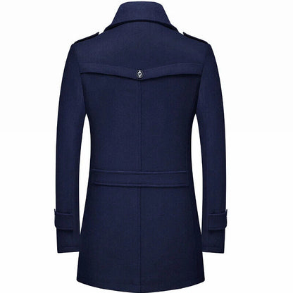 Men's Woolen Coats Turn Down Collar Warm Outerwear Casual Wool Coat Men
