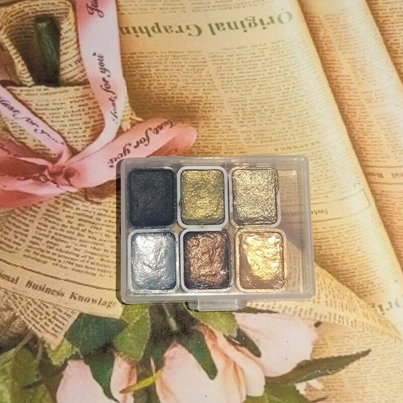 Nail Art 6-9Pc Solid Watercolor Paint Handmade Golden Acuarelas Palette Painting