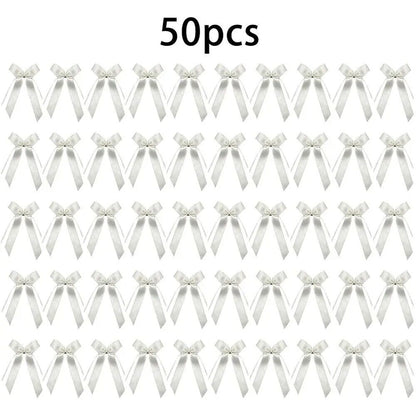 Wedding Decor 50Pcs Cotton White Bows Jewelry Bridal Car Antenna Decorative Loop