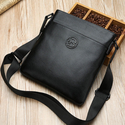 100% Genuine Leather Men's Litchi Sling Shoulder Messenger Bag 10" Business Bag