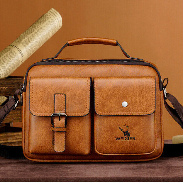 Men's Business pu Leather Briefcase Shoulder/Messenger Bag 8" Handbags Sport Bag